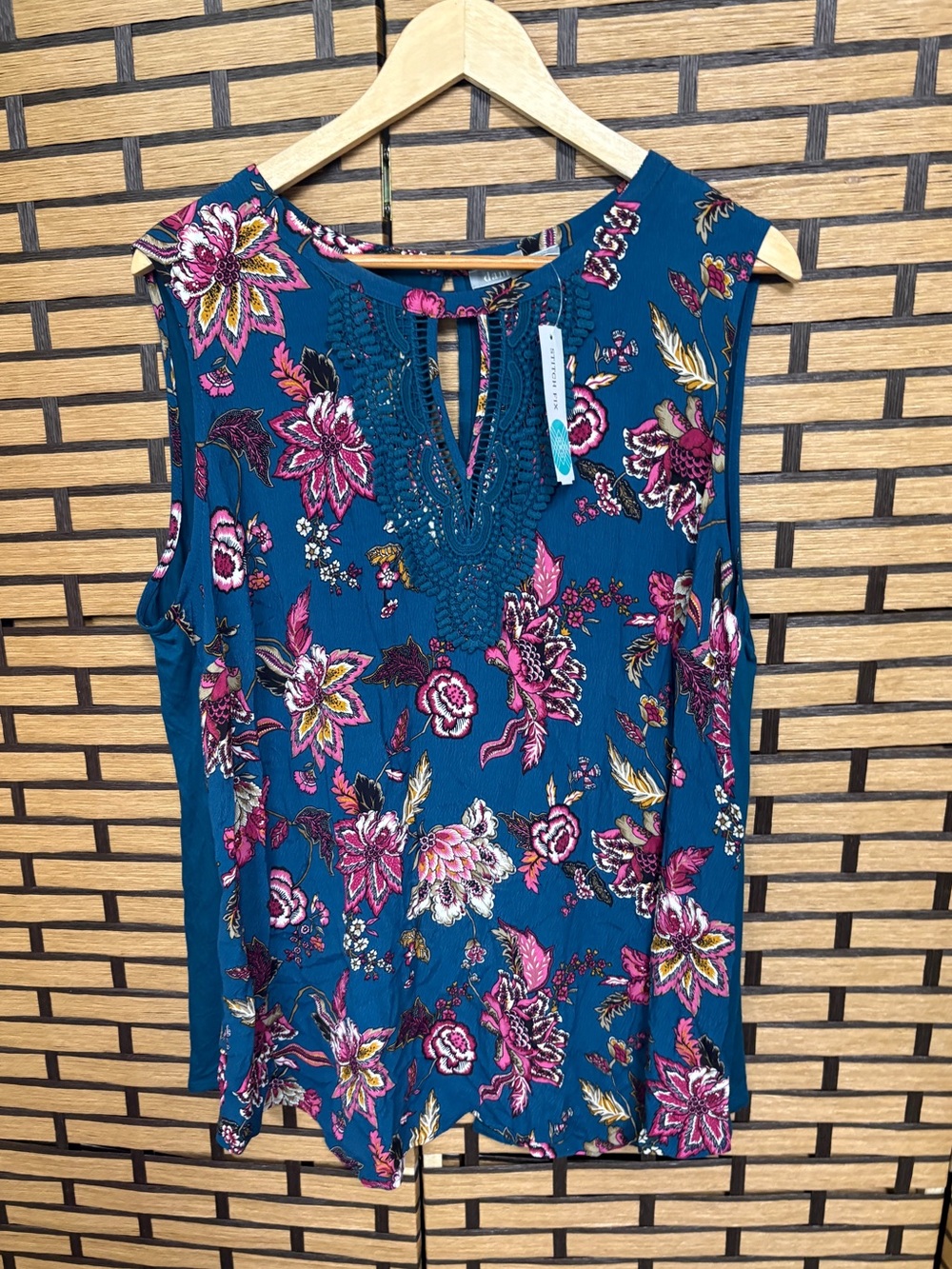 Daniel rainn teal floral tank top size 2X